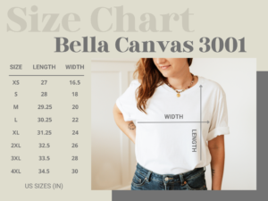 Bella + Canvas 3001 T-Shirt Size Chart