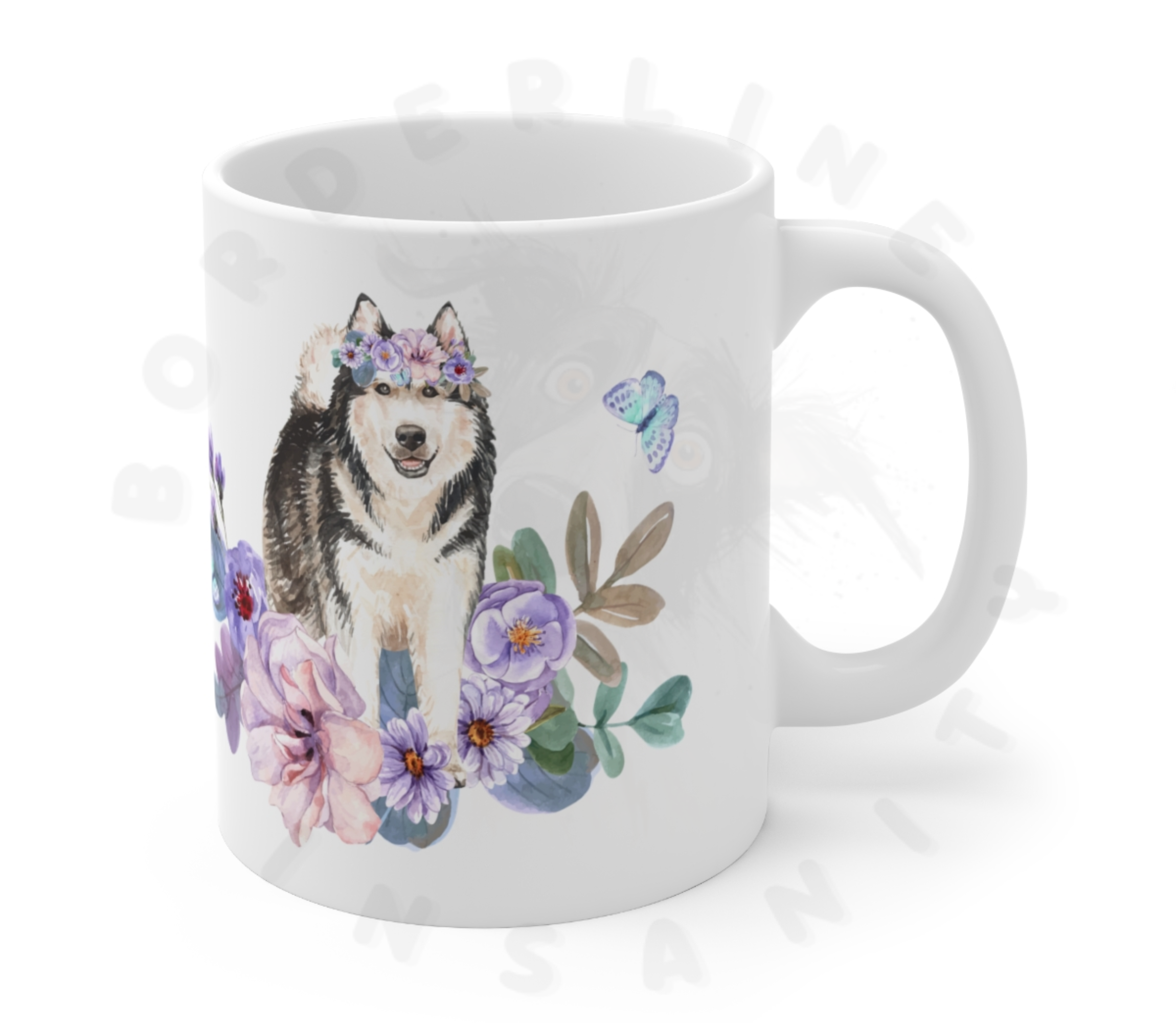 alaskan malamute mug in front of a white background