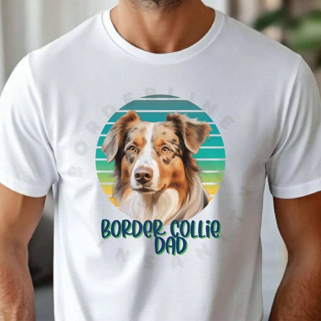 Red Merle Border Collie dad tee shirt design mockup