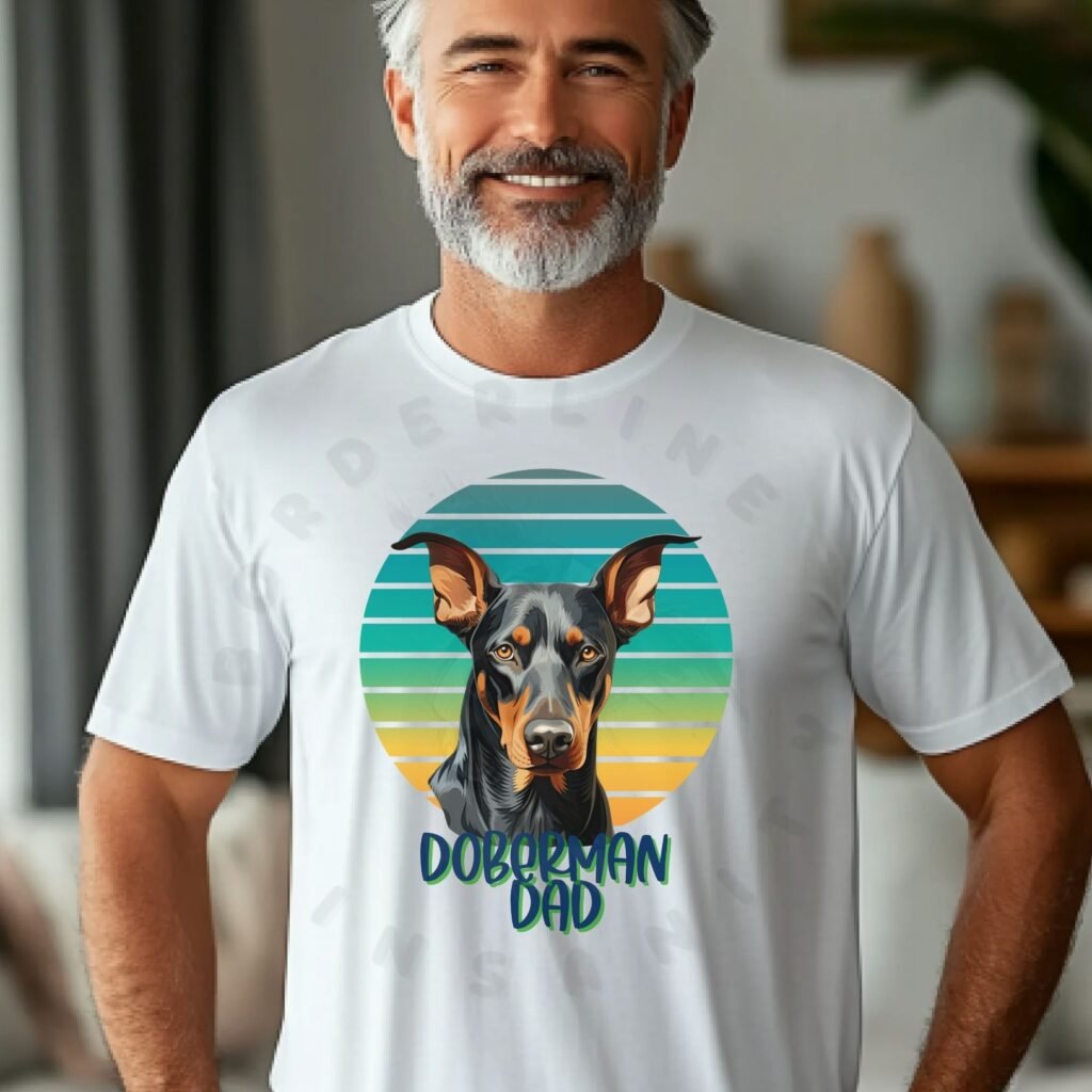 Doberman dad tee shirt design mockup