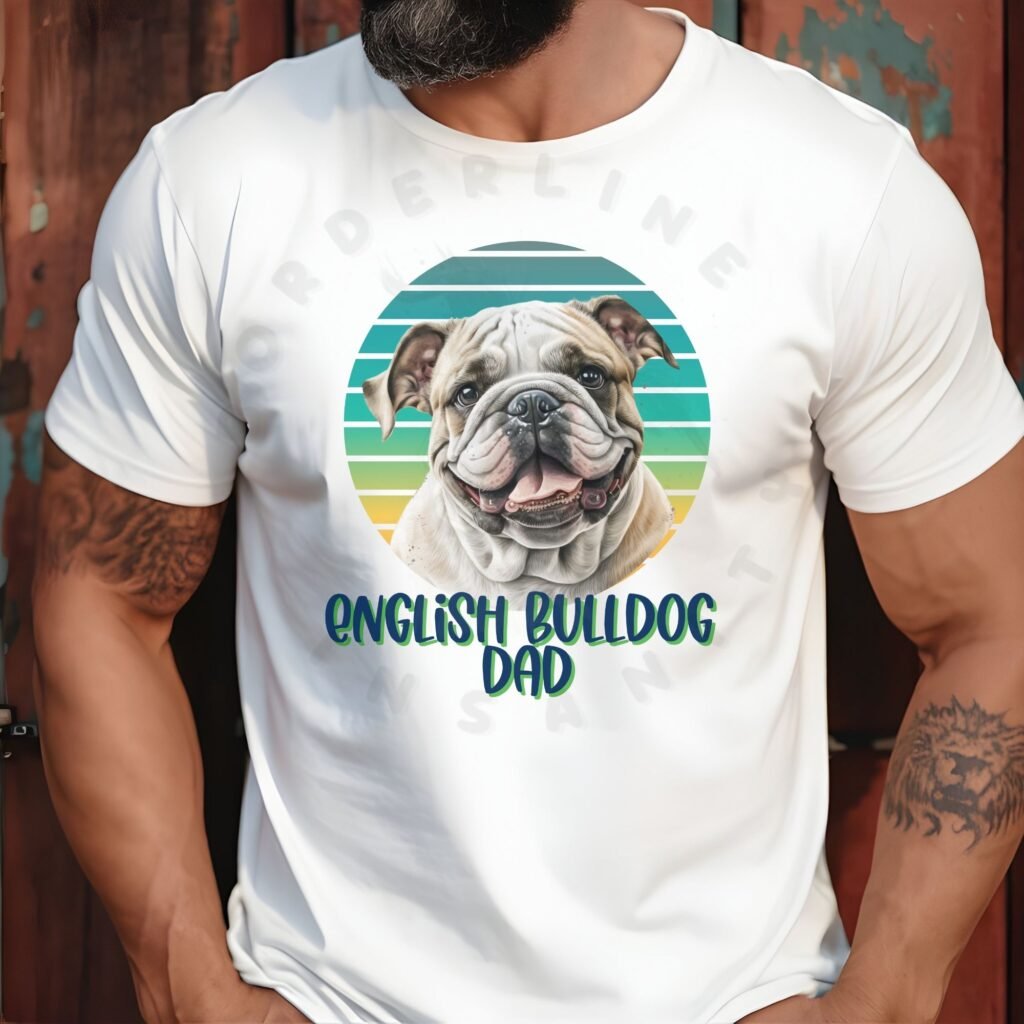 English Bulldog dad tee shirt design mockup