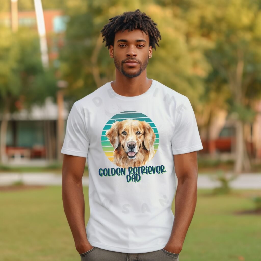 Golden Retriever dad tee shirt design mockup