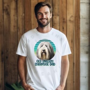 Old English Sheepdog dad tee shirt design mockup