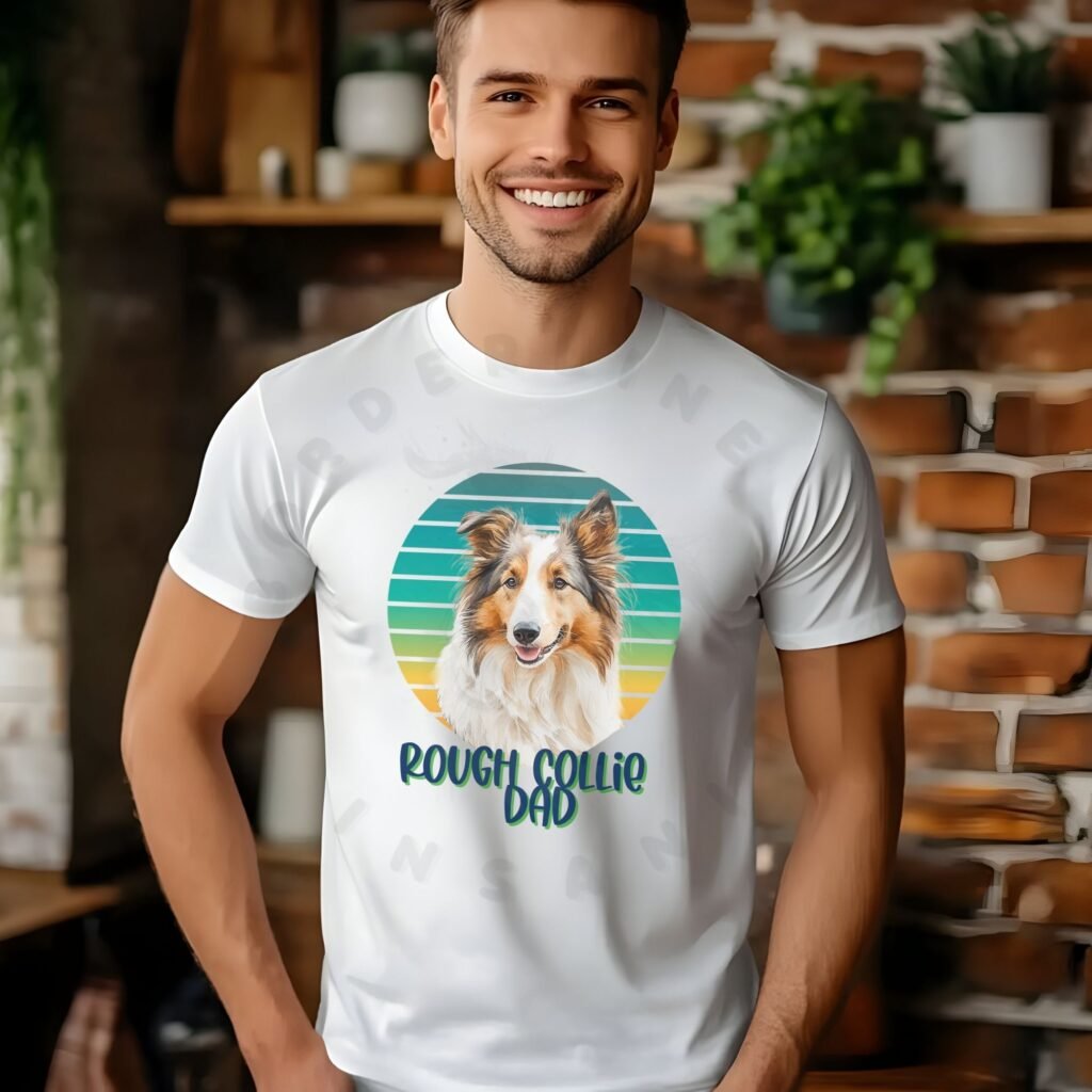 rough collie dad tee shirt design mockup