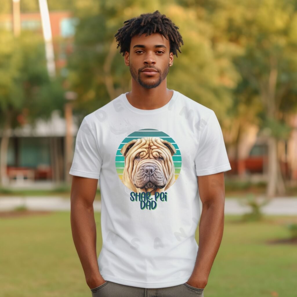 Shar Pei dad tee shirt design mockup