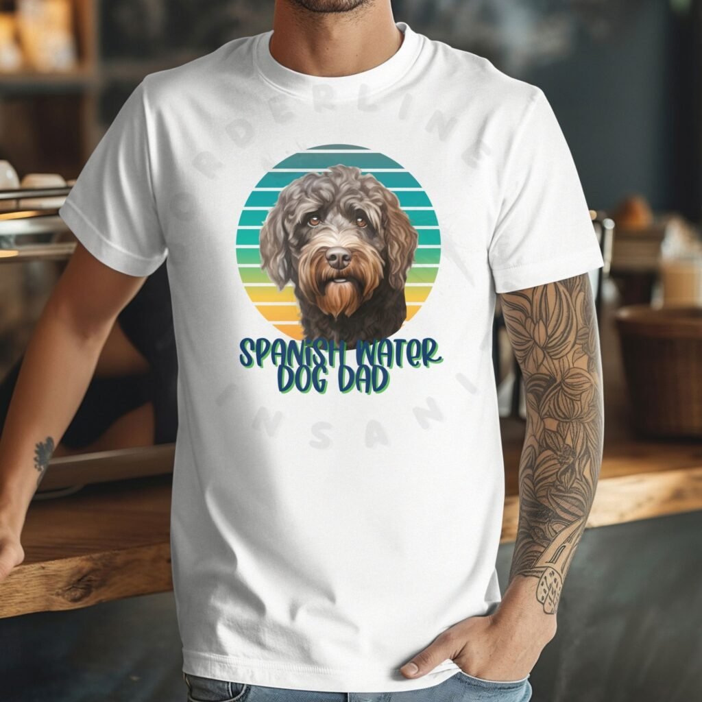 spanish water dog dad tee shirt design mockup