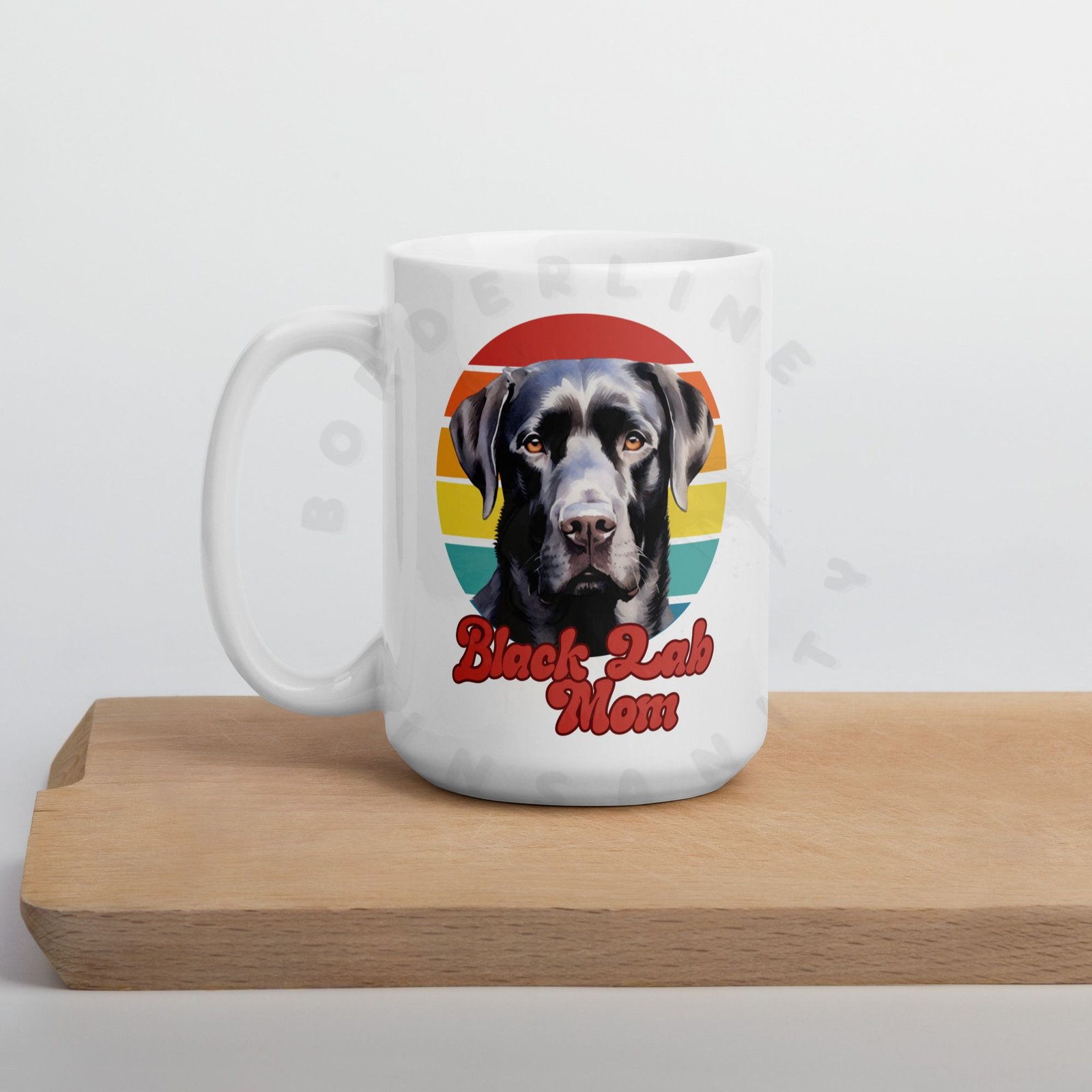 black lab mom watercolor portrait mug retro vintage style