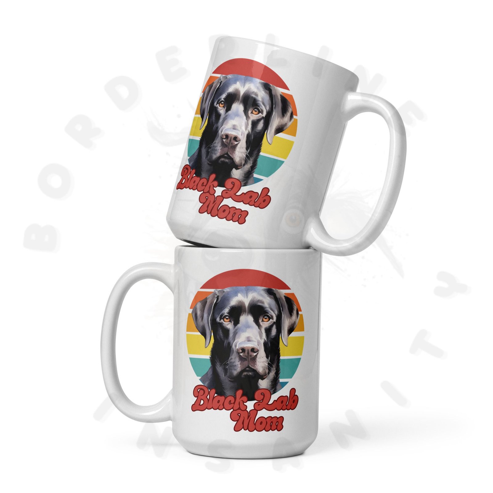 black lab mom mug retro sunset 15oz ceramic coffee mug
