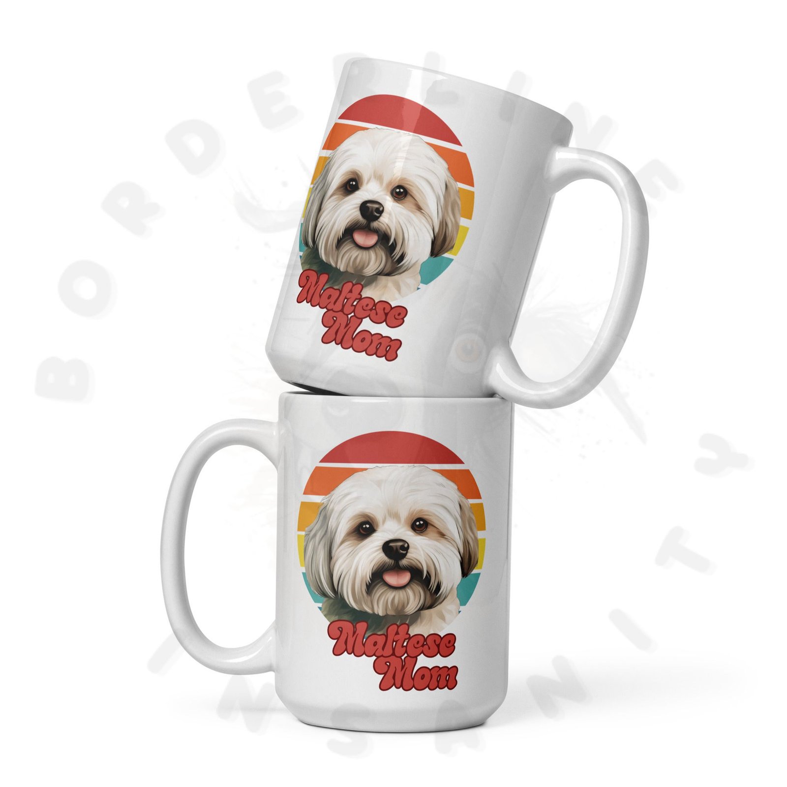 maltese mom mug retro sunset 15oz ceramic coffee mug