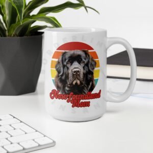 newfoundland mom watercolor portrait mug retro vintage style