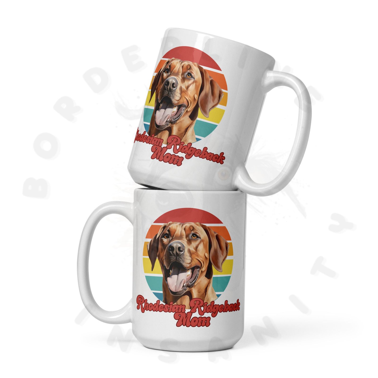 rhodesian ridgeback mom mug retro sunset 15oz ceramic coffee mug
