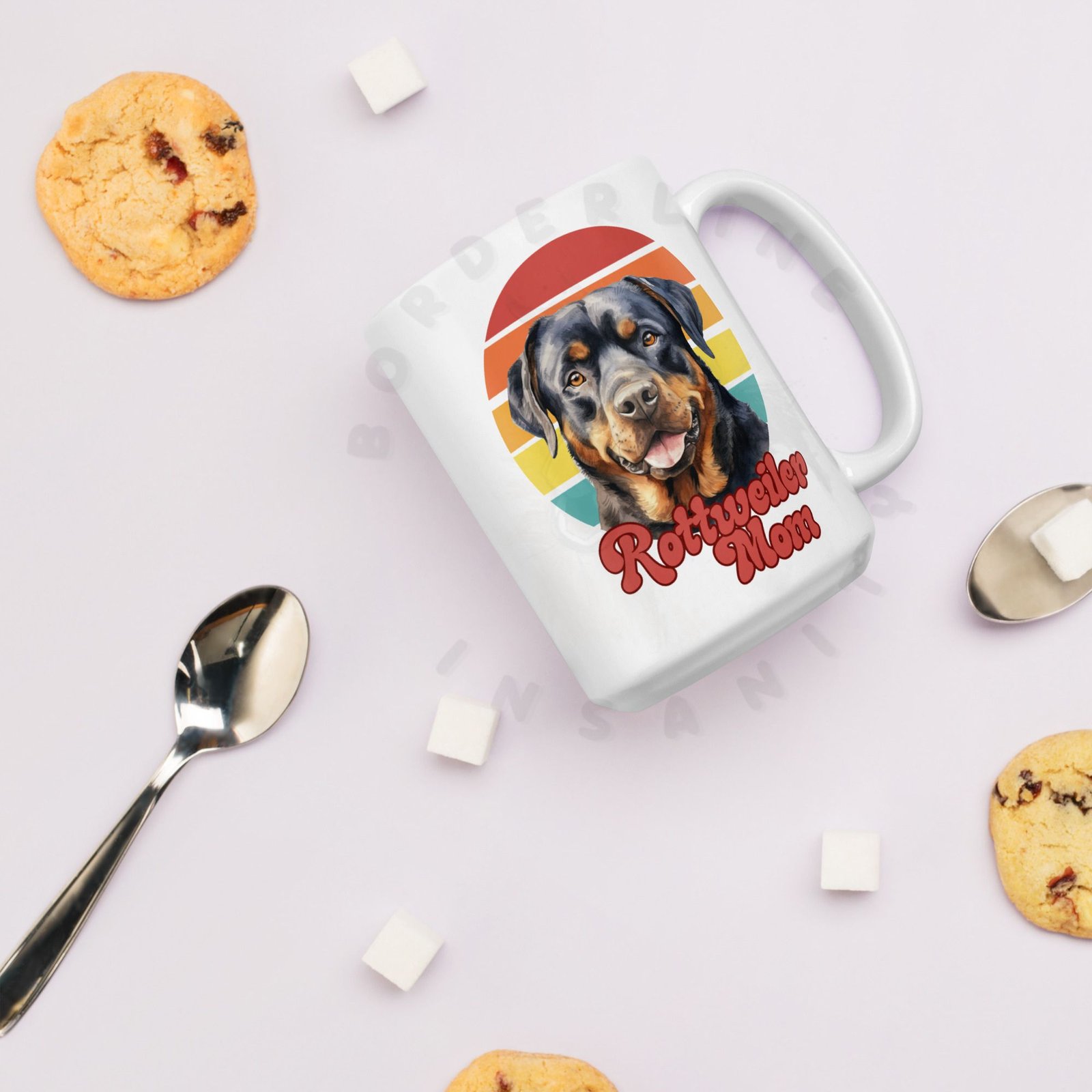 rottweiler mom mug retro sunset 15oz ceramic coffee mug