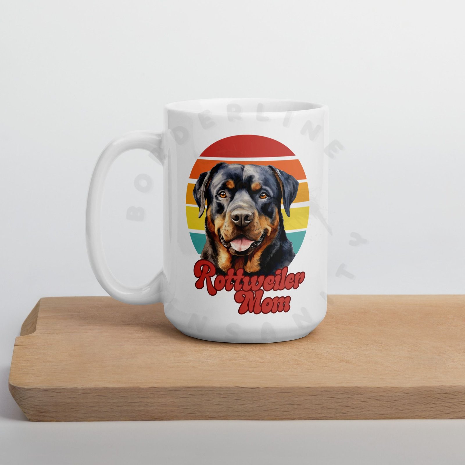 rottweiler mom watercolor portrait mug retro vintage style