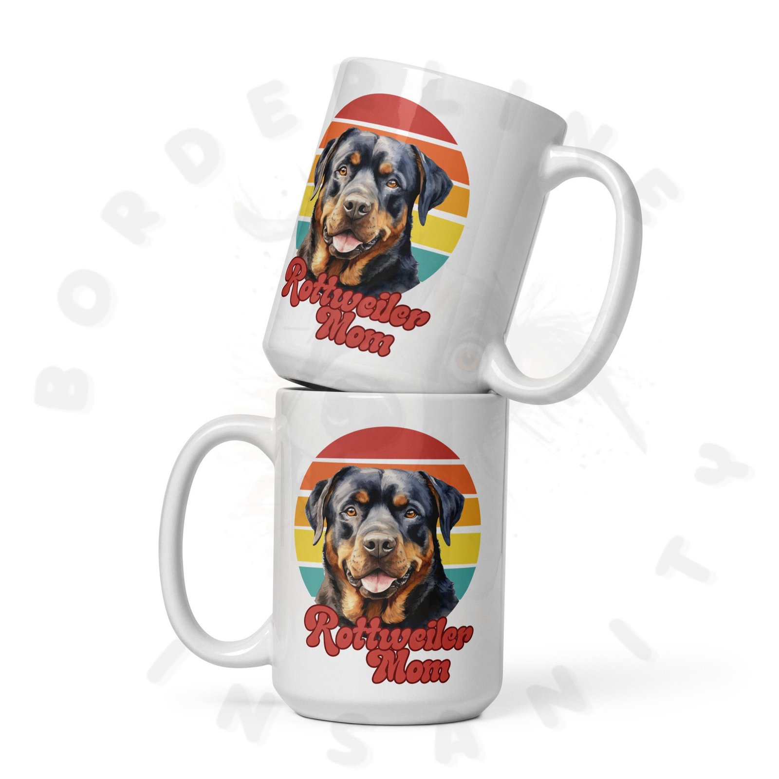 rottweiler mom mug retro sunset 15oz ceramic coffee mug