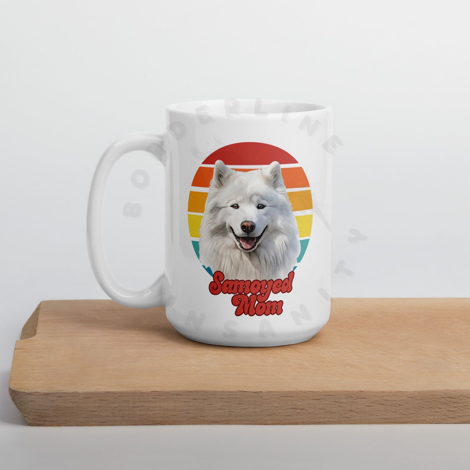 samoyed mom watercolor portrait mug retro vintage style