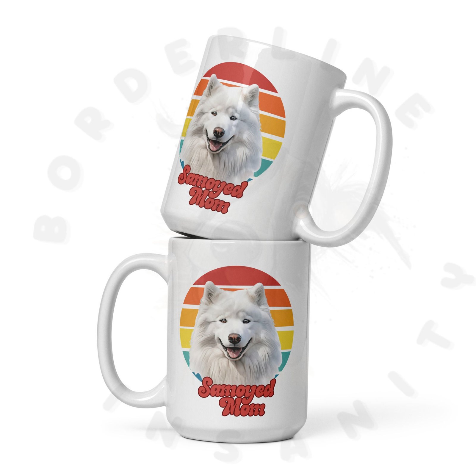 samoyed mom mug retro sunset 15oz ceramic coffee mug