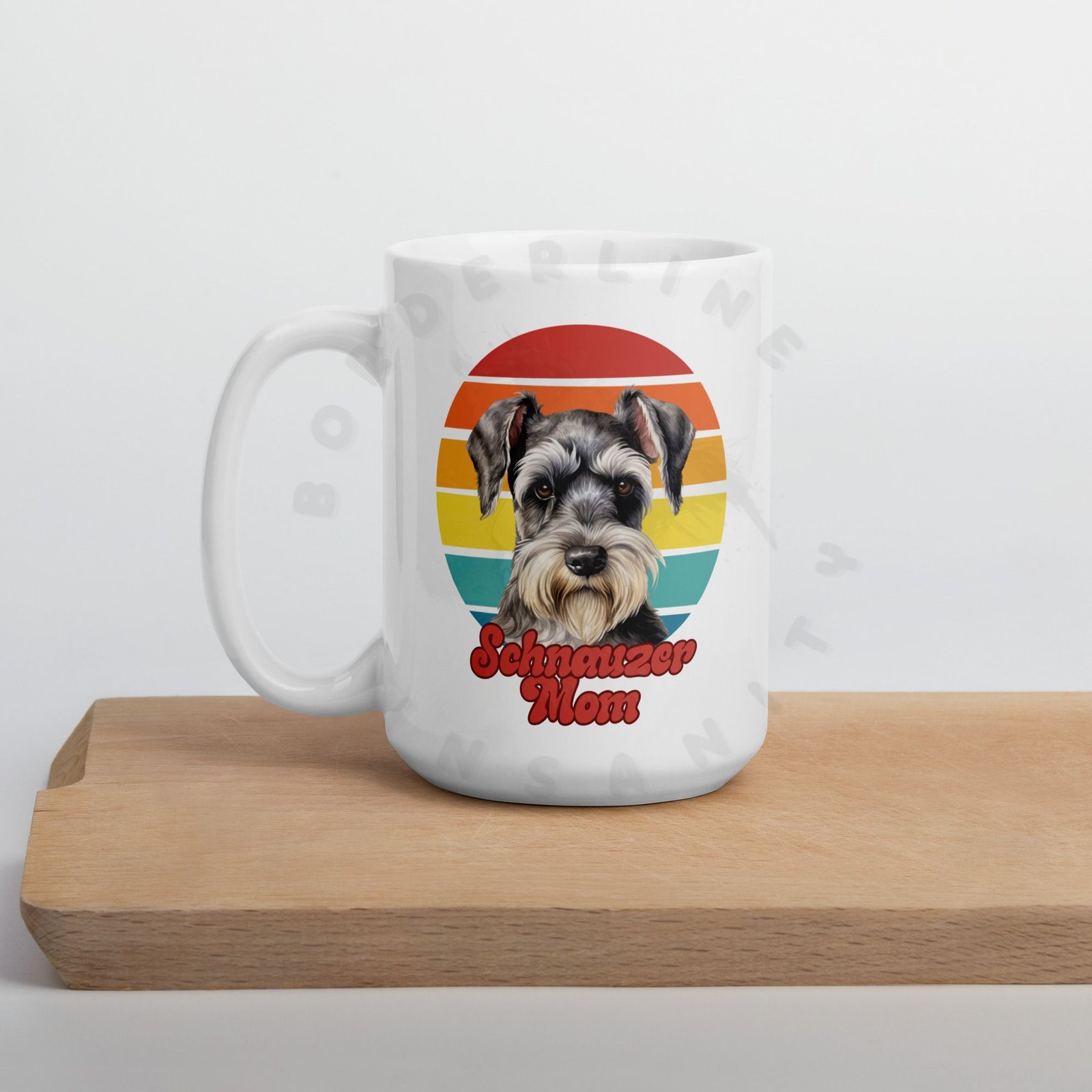 schnauzer mom watercolor portrait mug retro vintage style