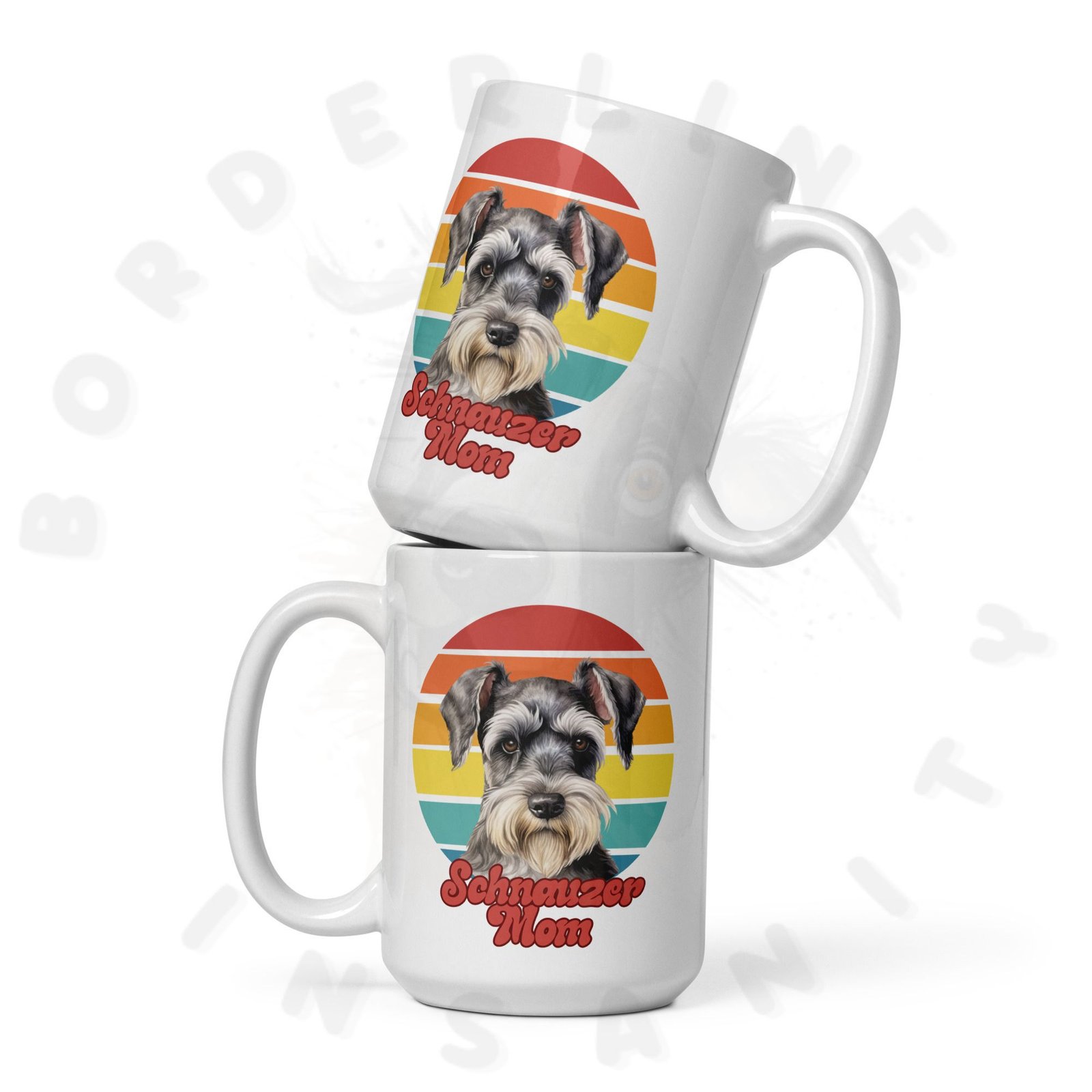 schnauzer mom mug retro sunset 15oz ceramic coffee mug
