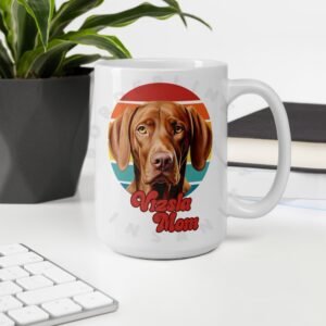 vizsla mom watercolor portrait mug retro vintage style