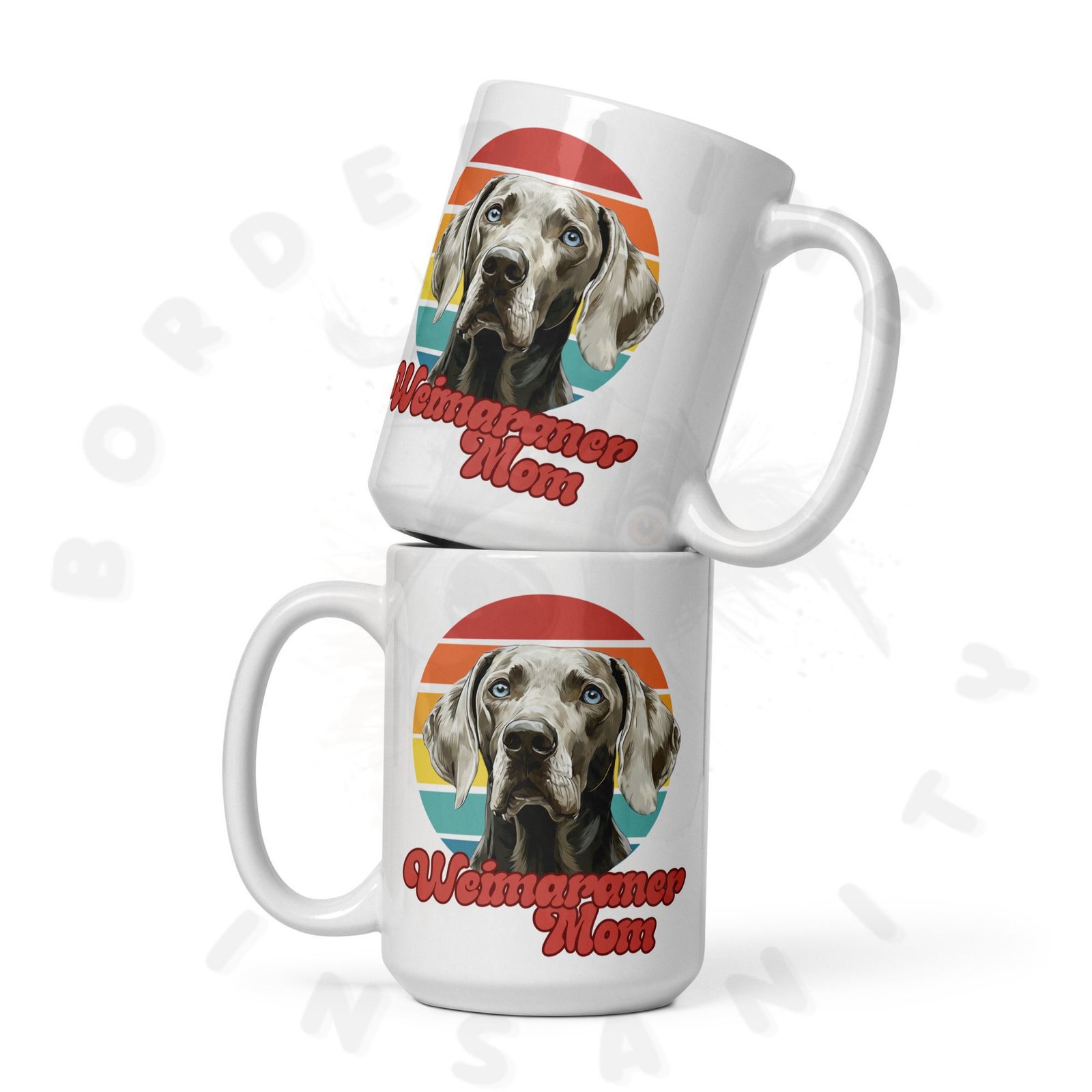 weimaraner mom mug retro sunset 15oz ceramic coffee mug