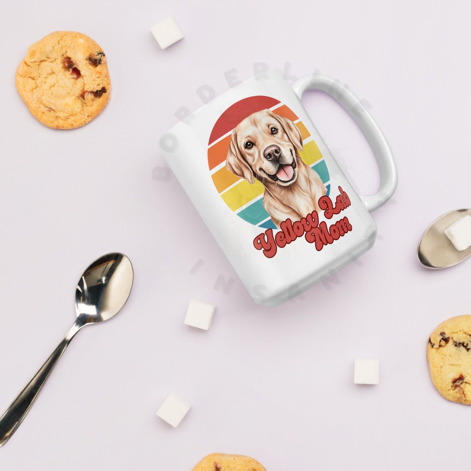 yellow lab mom mug retro sunset 15oz ceramic coffee mug