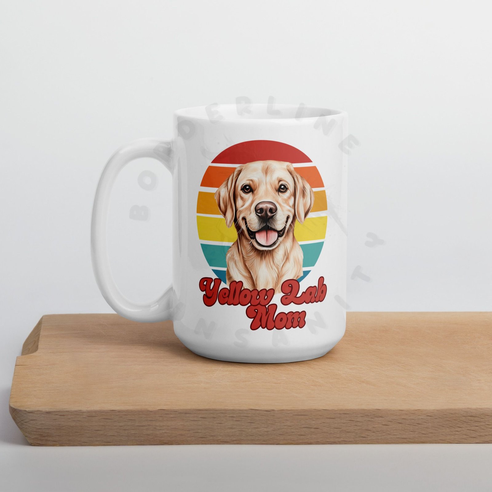 yellow lab mom watercolor portrait mug retro vintage style