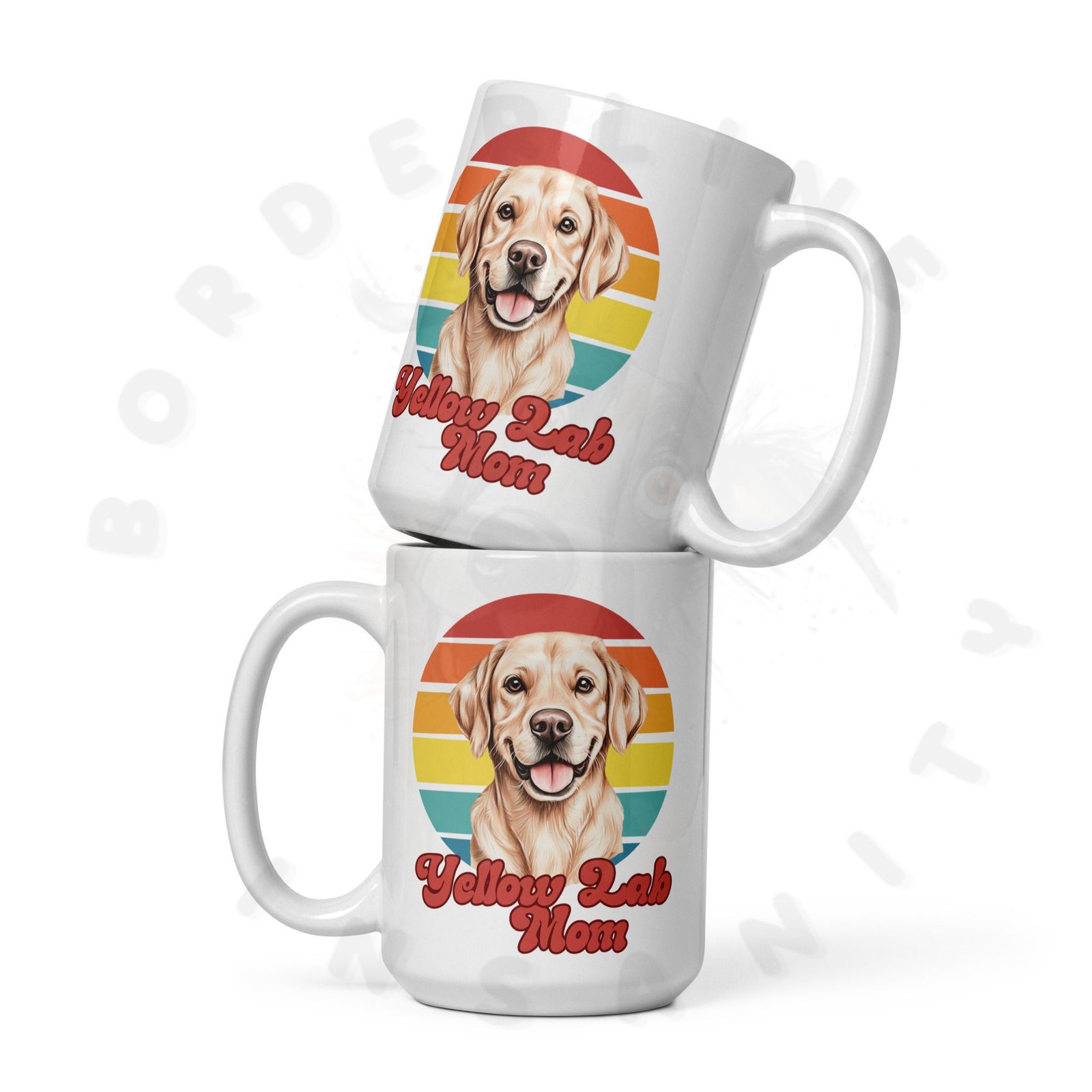 yellow lab mom mug retro sunset 15oz ceramic coffee mug