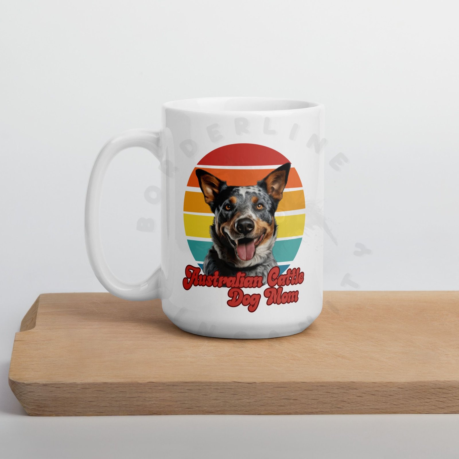 australian cattle dog mom watercolor portrait mug retro vintage style