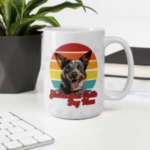 australian cattle dog mom watercolor portrait mug retro vintage style