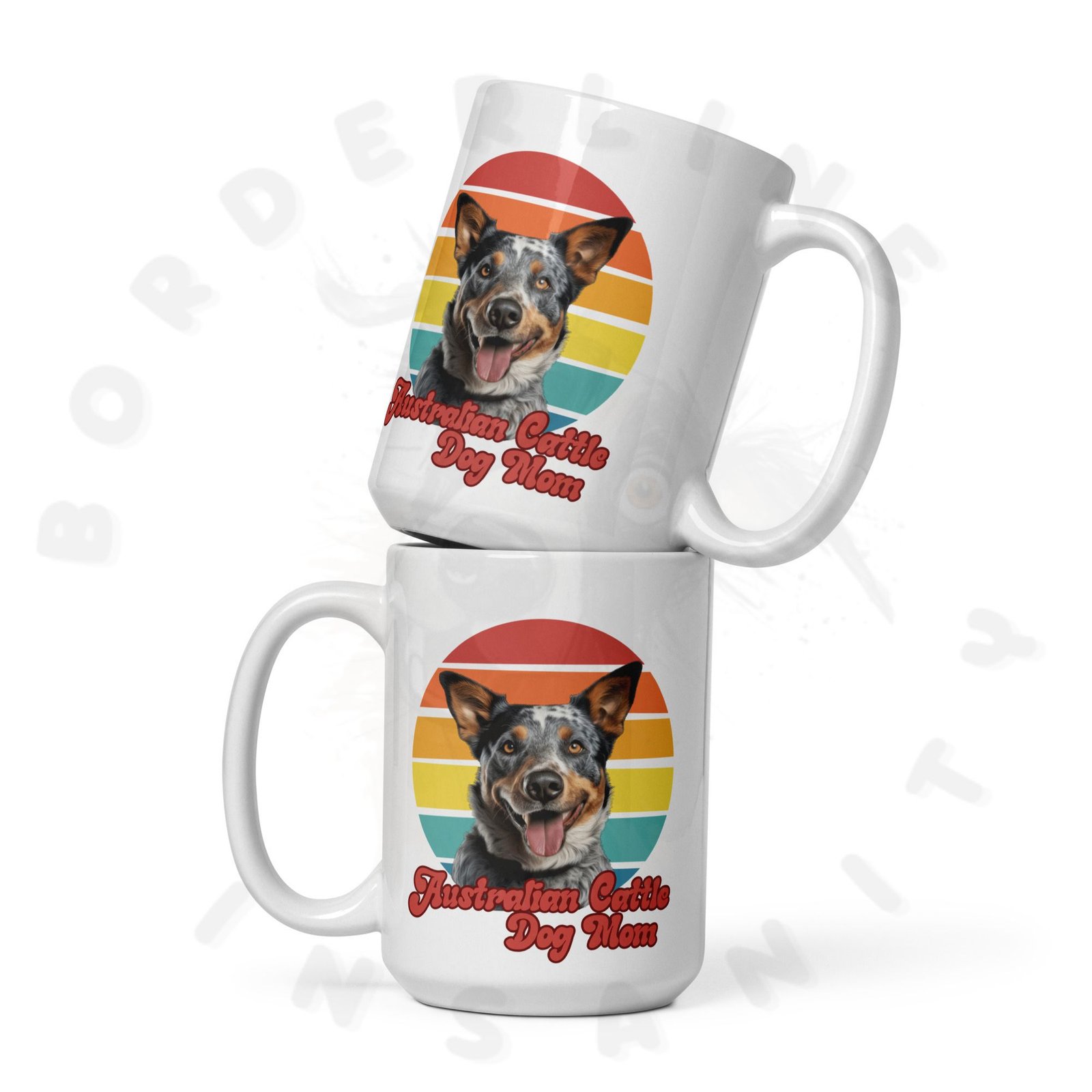 australian cattle dog mom mug retro sunset 15oz ceramic coffee mug