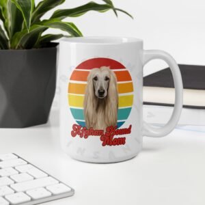 afghan hound mom watercolor portrait mug retro vintage style