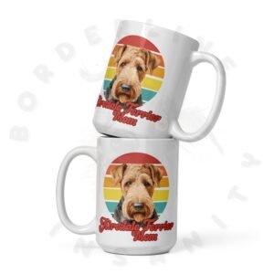 airedale terrier mom mug retro sunset 15oz ceramic coffee mug