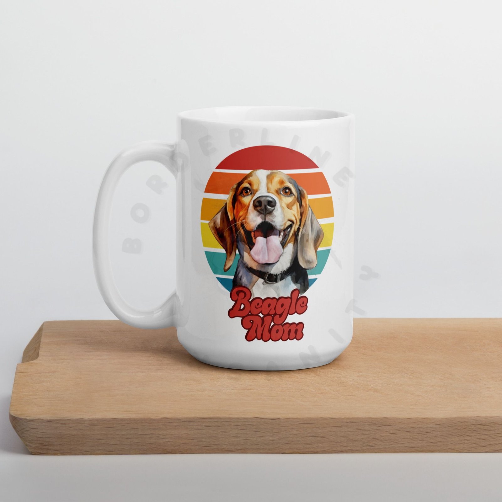 beagle mom watercolor portrait mug retro vintage style