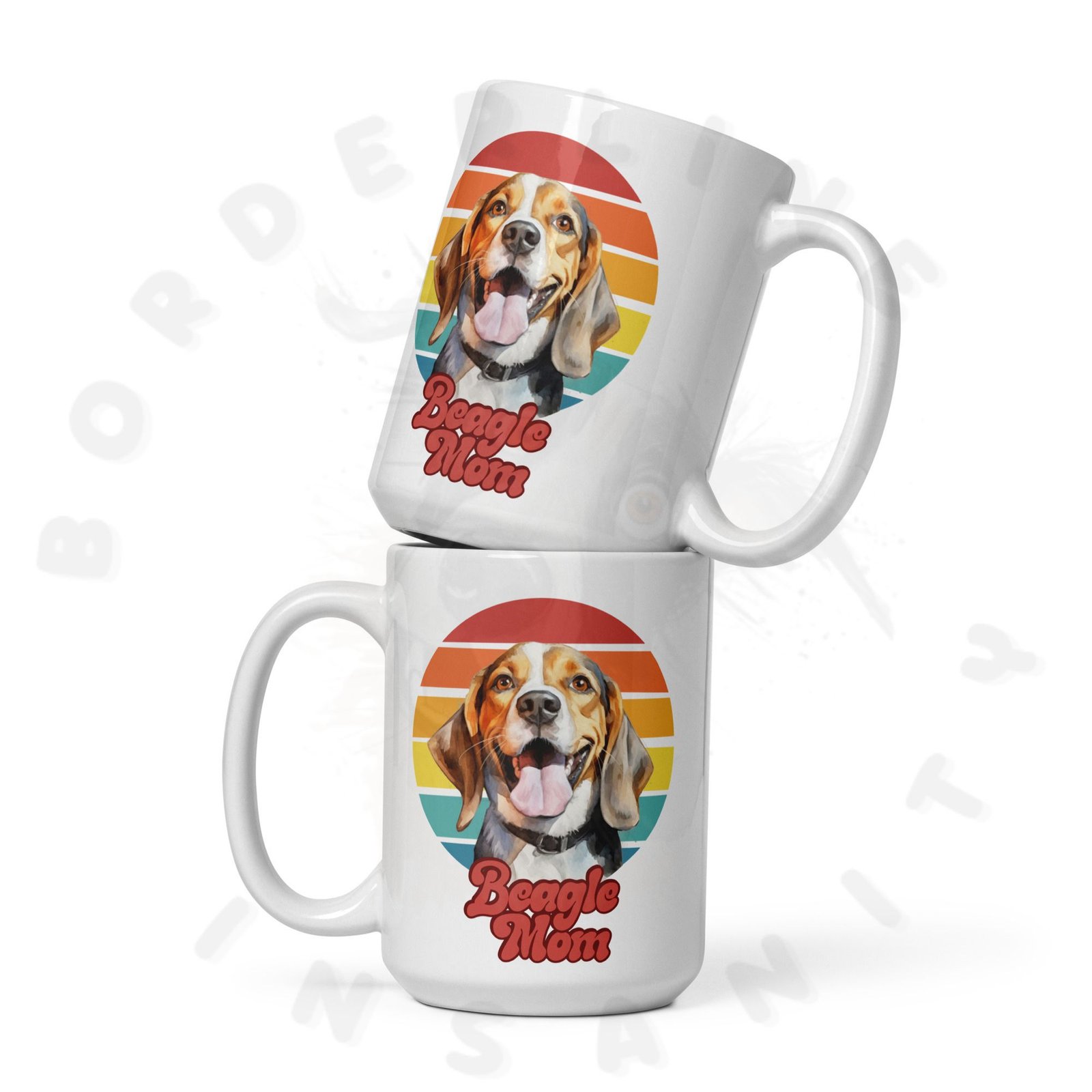 beagle mom mug retro sunset 15oz ceramic coffee mug