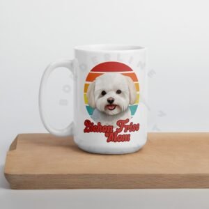 bichon frise mom watercolor portrait mug retro vintage style