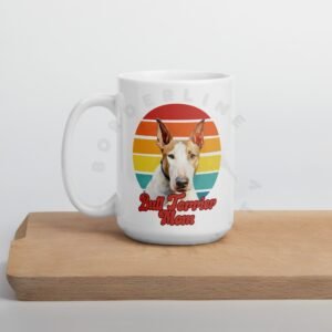 bull terrier mom watercolor portrait mug retro vintage style