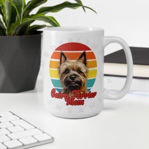 cairn terrier mom watercolor portrait mug retro vintage style