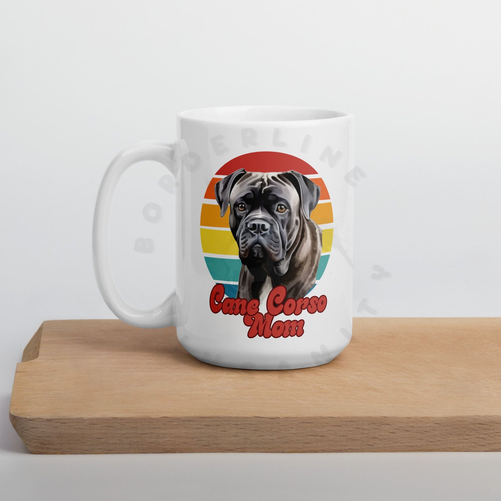 cane corso mom watercolor portrait mug retro vintage style