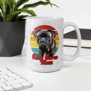cane corso mom watercolor portrait mug retro vintage style