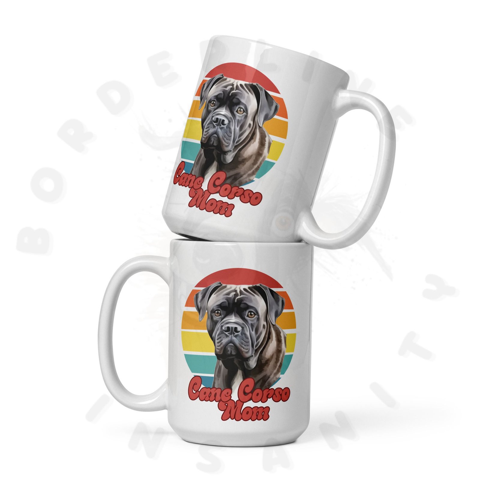 cane corso mom mug retro sunset 15oz ceramic coffee mug