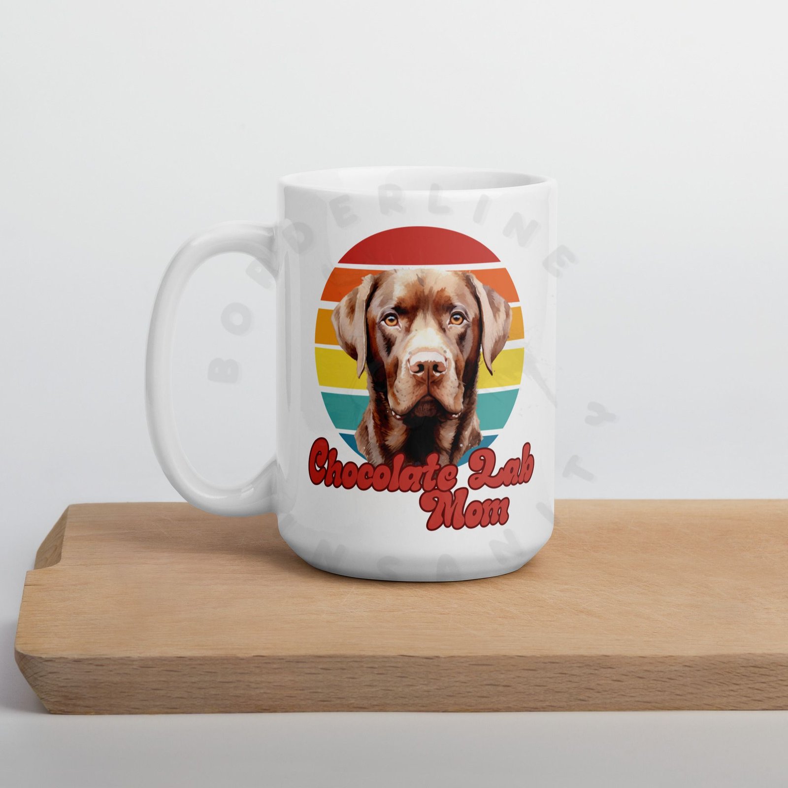 chocolate lab mom watercolor portrait mug retro vintage style