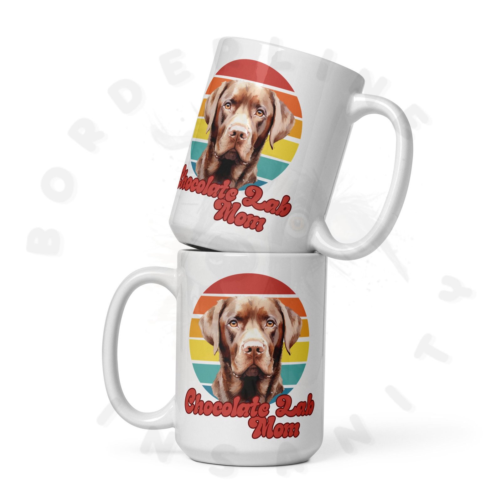chocolate lab mom mug retro sunset 15oz ceramic coffee mug