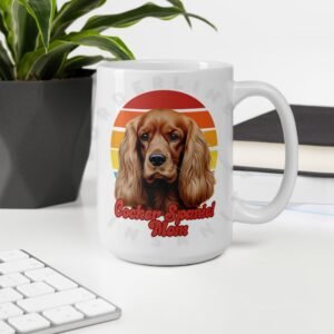 cocker spaniel mom watercolor portrait mug retro vintage style
