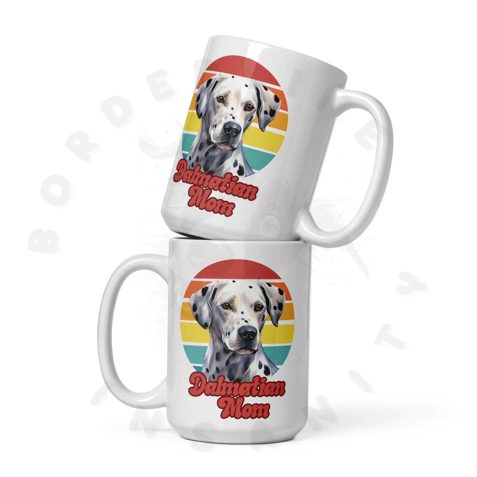 dalmatian mom mug retro sunset 15oz ceramic coffee mug