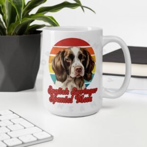 english springer spaniel mom watercolor portrait mug retro vintage style