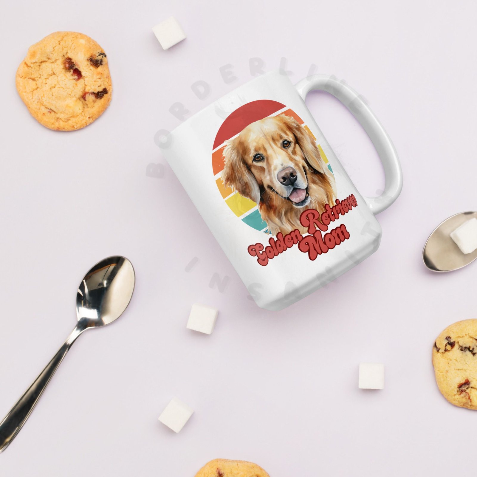 golden retriever mom mug retro sunset 15oz ceramic coffee mug