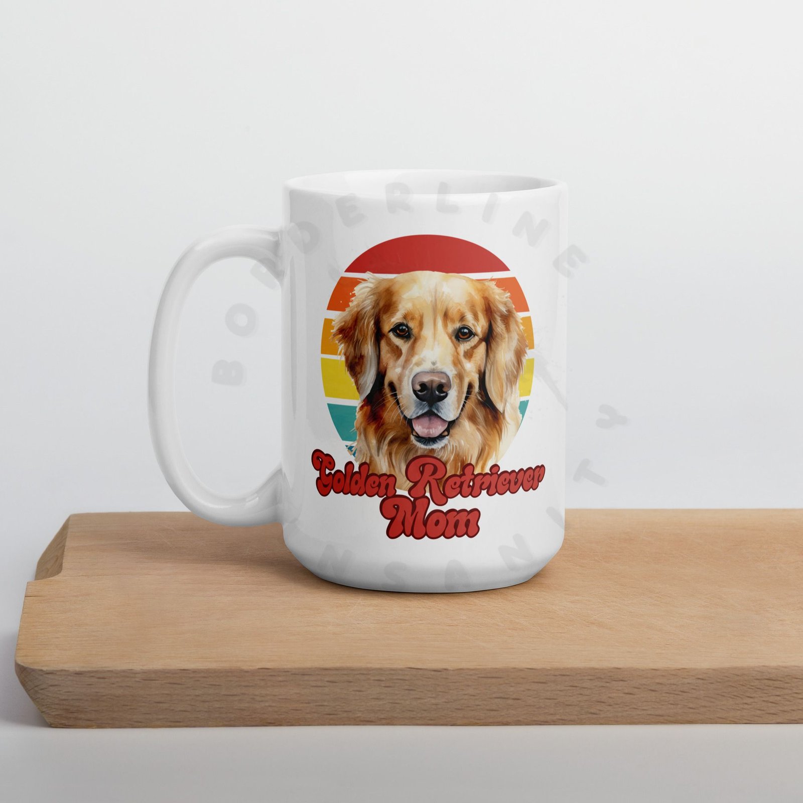 golden retriever mom watercolor portrait mug retro vintage style