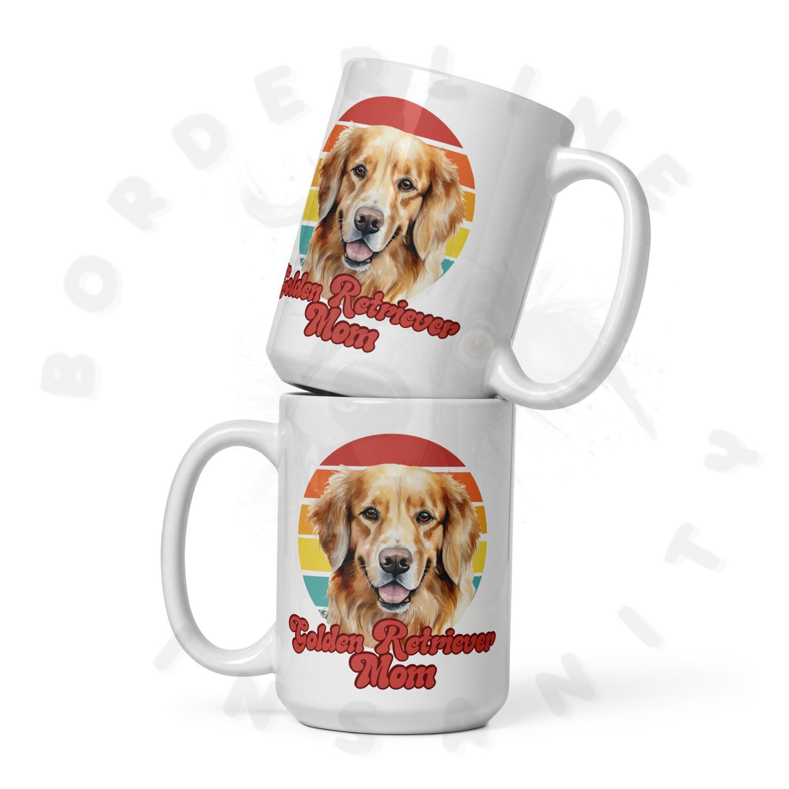 golden retriever mom mug retro sunset 15oz ceramic coffee mug