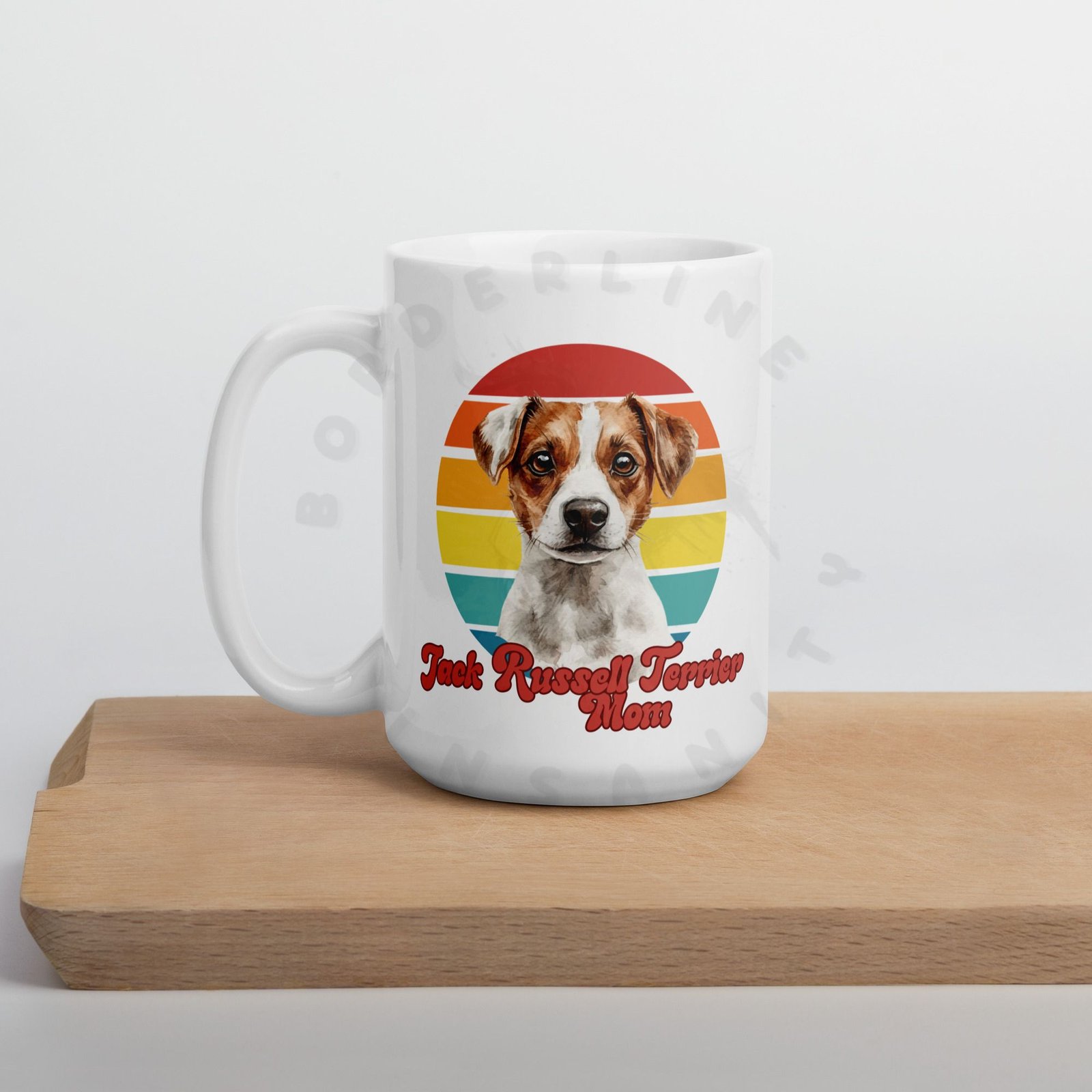 jack russell terrier mom watercolor portrait mug retro vintage style