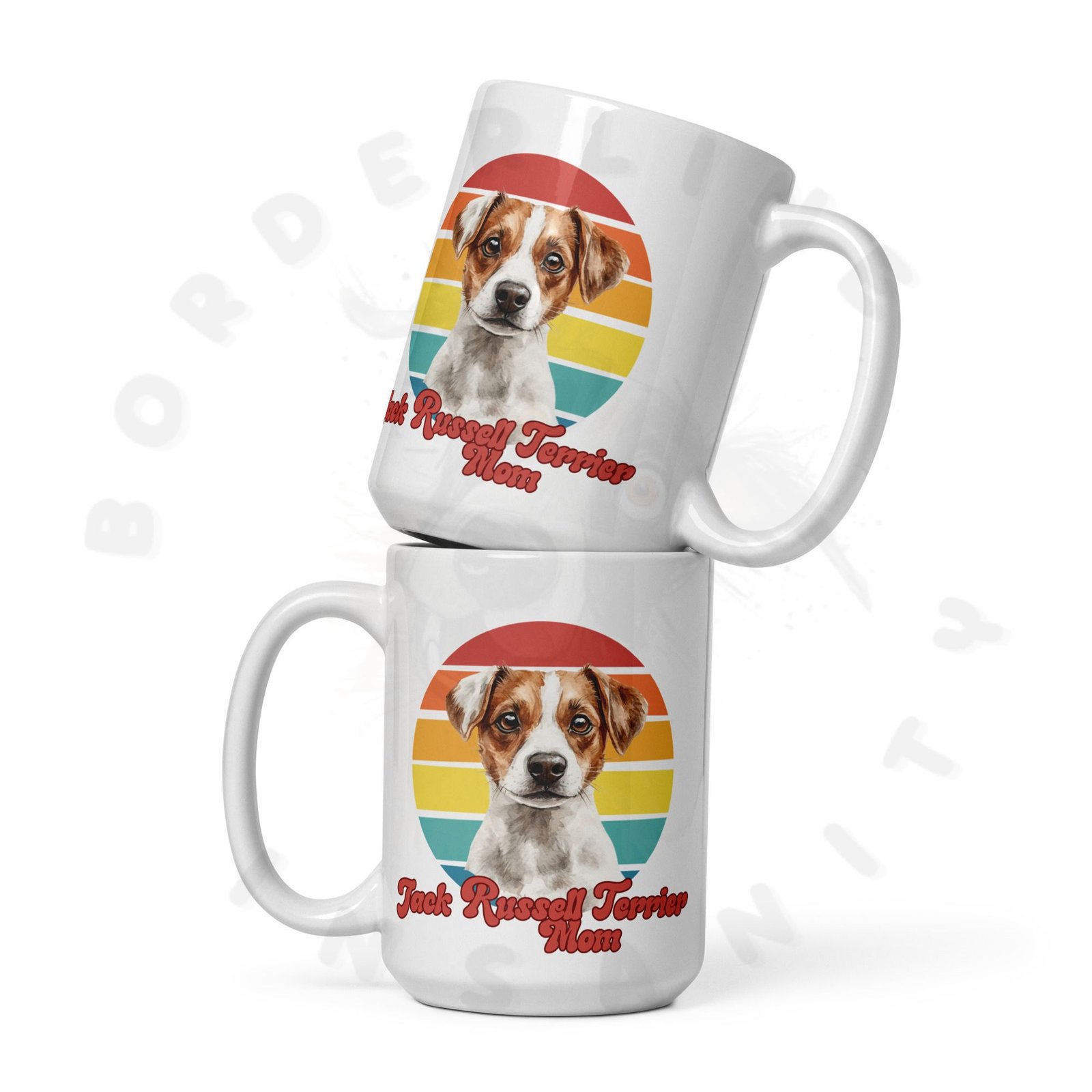 jack russell terrier mom mug retro sunset 15oz ceramic coffee mug